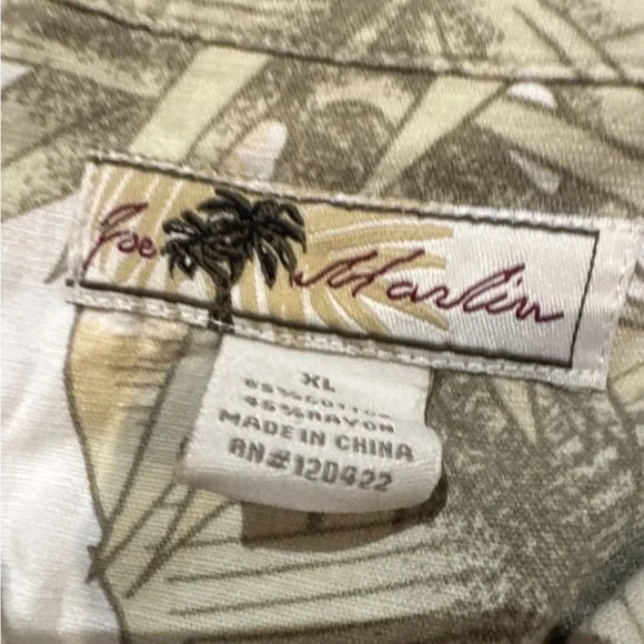 Joe Marlin Hawaiian Cream Palm Tree Short Sleeve Shirt Men's Size XL - Picture 4 of 4